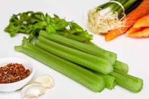 a bunch of celery and other vegetables